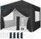Yaheetech Pop-Up Gazebo 3x3 with 4 Removable Side Panels, Silver-costed Oxford Marquee Canopy with Wheeled Bag & Sandbags, Metal Frame Shelter Tent for Outdoor Garden Party Camping, Black
