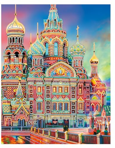 WLICCHS 5D Diamond Painting für Erwachsene, DIY Diamantmalerei Kunst Schloss, Strass Cross Craft Stickerei Set Full Rund Drill für Zuhause Wanddekoration 30x40cm