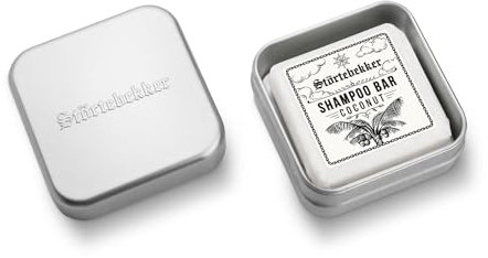 Störtebekker® Premium Festes Shampoo Kokos & Seifendosen Set - Pflege-Shampoo + Seifendose Aluminium - Shampoo Bar im Set für Haar, Gesicht & Körper - Handgefertigt in Seifenmanufaktur