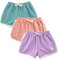 Rolanko Mädchen Gym Kurze Hose, Baumwolle Sommer Heiß Kurze Running Hosen, Kinder aktive Sport Bekleidung zum Tanzen und Yoga, 3 Packungen (Violett Rosa Verde, Größe:140, 8-9 Jahre)