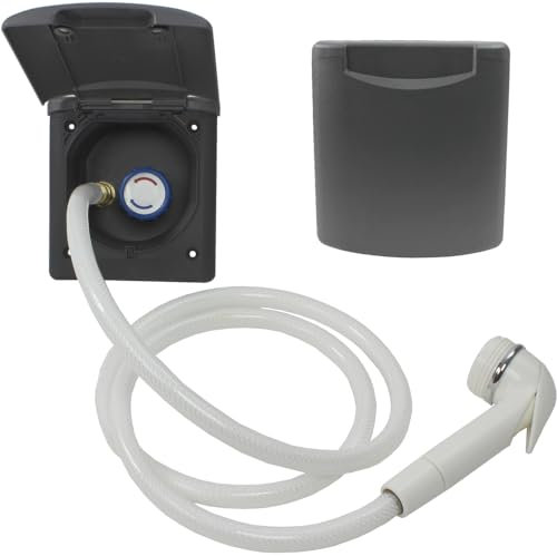 Generisch ABL - Toma de agua para exteriores, manguera de ducha para autocaravana, caravana, caravana, ducha, grifo mezclador, antracita