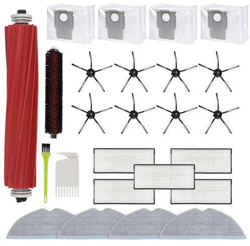 25 PCS Accessories Kit for Roborock S7 Max Ultra/ S7 MaxV Ultra Robot Vacuum Cleaner, Replacement Parts Main Brush, Side Brush, Washable Filter, Mop Cloths, Vacuum Bags, Cleaning Brushes