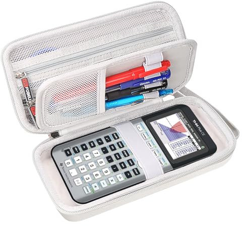 FBLFOBELI Hartschalen-Schutzhülle für Texas Instruments TI-84 Plus CE/TI-84 Plus/TI-83 Plus/Casio fx-9750GIII Farbgrafikrechner, Netztasche für Stifte, Kabel und anderes Zubehör (nur Hülle) (Grau)