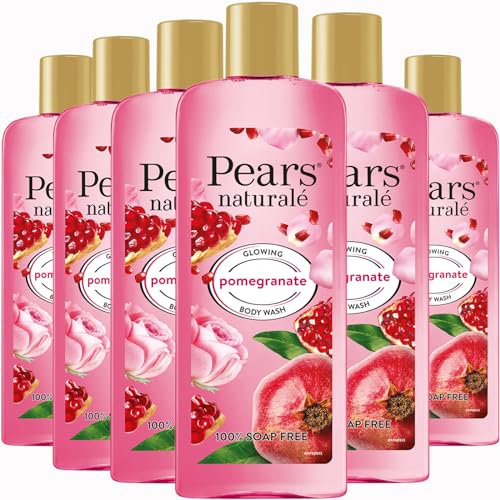 Pears Naturalé Body Wash For Brighter and Glowing Skin, Moisturising & Refreshing - Pomegranate, Pack of 6 (6 x 250 ml)