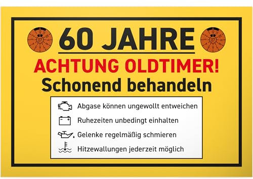 DankeDir! Oldtimer 60 Jahre schonend behandeln - Kunststoff Schild 30 x 20 cm - Geburtstagsdeko Geburtstagskarte Partydeko Geschenkidee - Männer 60er Geschenk 60. Geburtstag Geburtstagsgeschenk