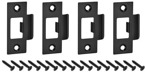 sourcing map 4Pcs Door Strike Plate, 70mm x 40.3mm Stainless Steel Latch Deadbolt Replacement Lock Strike Plate for Door Frame Door Jamb Reinforcement, Black