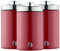 Swan SWKA18530RN Townhouse Set of 3 Kitchen Storage Canisters for Tea, Coffee, and Sugar with Pull Chrome Handles, Airtight Lids, Colour Coated Iron and Chrome Accents, 1.6L, Red