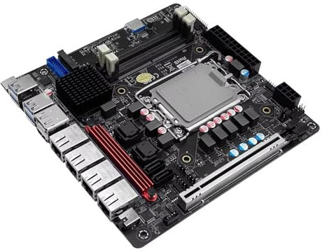 PeeliCeeli NAS Motherboard 6 Bay SATA3.0, LGA 1700 Mini ITX Mainboard with 6xM.2 NVMe, Q670 Board DDR5 with i226-LM 2.5GbE, Type-C 20Gbps, 8G RAM 256G SSD (Without Cables)