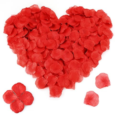 1200 Stück rote künstliche Rosenblätter, Valentinstag Romantische Deko Rosenblüten, Rosenblätter Hochzeit Zum Streuen, perfekt für Hochzeiten, Valentinstag, Geburtstage und romantische Anlässe