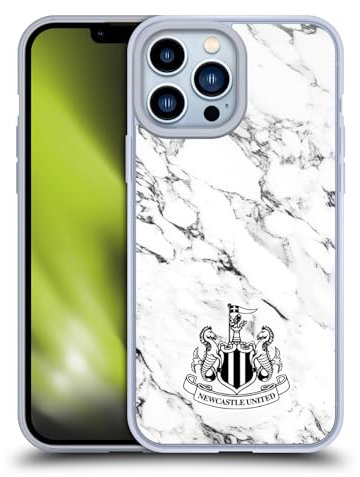 Head Case Designs Officially Licensed Newcastle United Football Club White Marble Crest Gel Case [Military Grade Protection] Compatible with Apple iPhone 13 Pro Max and Compatible with MagSafe