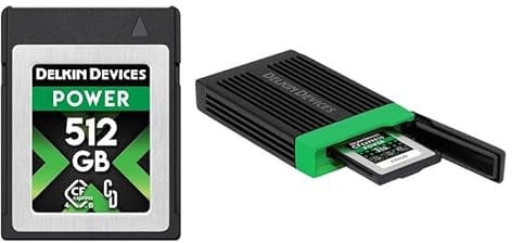 Delkin Power Memory Card - CFexpress Type B 4.0 for Digital Cameras | Ideal for Express Transfer of Images and Videos for Storage | Memory Card Storage (512GB + Reader)