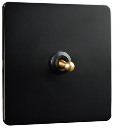 ZYNCUE Wandschalter, Messinghebel, antiker Schalter, Retro-Kippschalter, Edelstahl-Panel, für den Innenbereich in Häusern, Büros, Hotels und Fabriken (1-Gang)