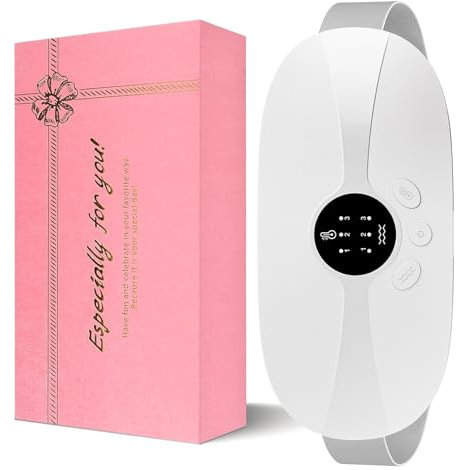 Kissleaf Wärmegürtel für Schmerzen, Schmerzregeln, USB, wiederaufladbar, beheizbar, 3 Wärmestufen, 3 Wärmestufen, 3 Modi, Bauchwärmer (weiß)