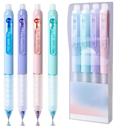 Laluky Set mit 4 löschbaren Kugelschreibern, 0,5 mm löschbarer Gelstift, einziehbarer Tintenroller, Kugel am Ende zum Entfernen von Tinte, löschbare Gelstifte für Studenten, Geschenk, Schule