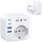 Aochxin Adattatore Presa India, 6 in 1 Adattatore India Italiano con 4 USB, per India, Nepal, Maldive, Pakistan, Bangladesh, Sri Lanka, Adattatore Prese India 3680W, Spina da Viaggio (Tipo D)
