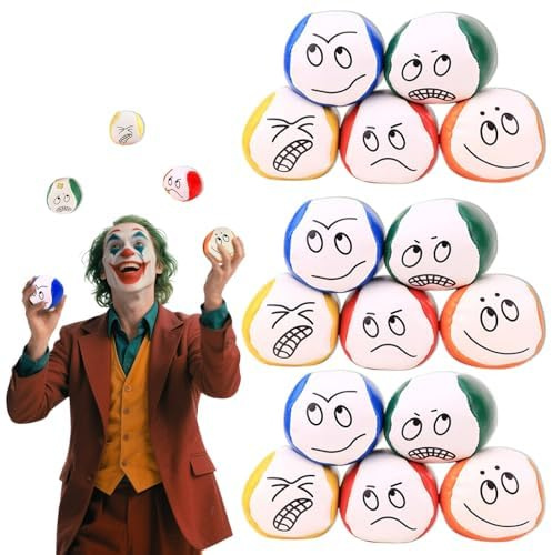 LEOINAER 15 Stück Jonglierball Set mit Emoji-Design – Professionelle Jonglierbälle für Erwachsene