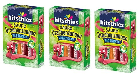 Saure Drachenzungen Wassereis – 400 ml Sortenmix (Erdbeere, Apfel, Pfirsich, Kirsche) – Erstes saures Wassereis von Hitschies – Einfrieren & Genießen! + Heartforcards Sticker