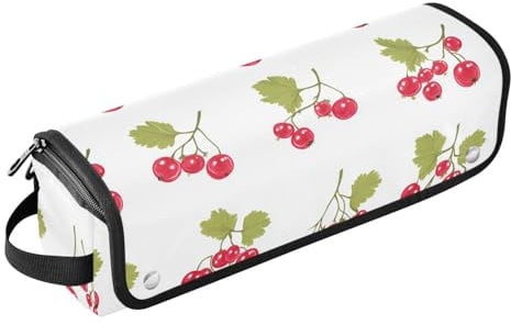 2 in 1 Hair Tools Organizer and Heat Resistant Mat Curling Iron Travel Holder Storage Bag for Flat Iron Hot Tools and Haircare Accessories, Cute Redcurrant Fruit White
