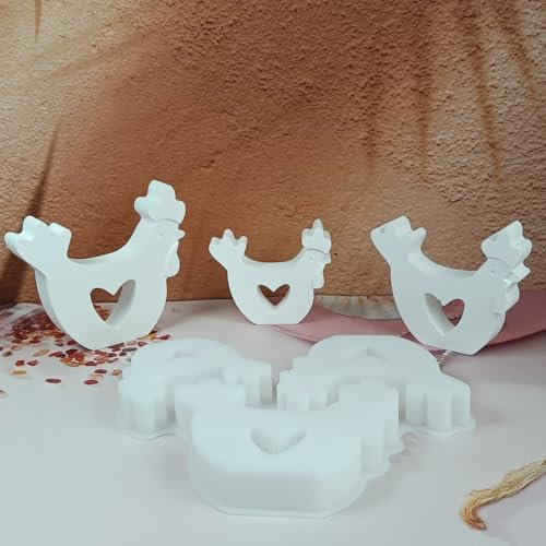 3 Stück 3D Huhn Silikonformen Gießformen Tiere für Bastelarbeiten Gips Kunsthandwerk DIY