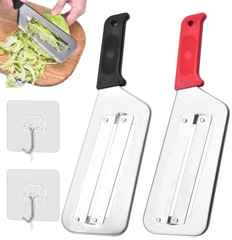 Stainless Steel Shredder Knife, Stainless Steel Dual Blade Julienne Cutter, Cabbage Shredder Kitchen Grater Slicer, Double-Layer Slicer for Sauerkraut Coleslaw Mandoline(2 Set)