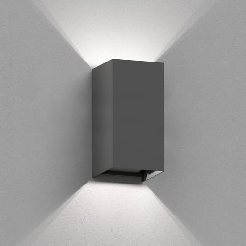 ledscom.de Wandleuchte CUBEL für außen, anthrazit, IP65, Up & Downlight, rechteckig, inkl. LED Lampe, 4,4 W, 596lm, weiß