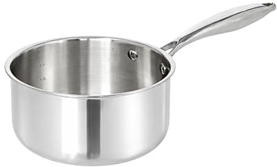 TeCuisine - Casserole Inox 18/10 Triply – 18 cm – Sans Revêtement – Sans PFAS, PFOA, PTFE – Compatible Tous Feux Dont Induction – Manche Riveté Froid – Cuisson Saine et Durable