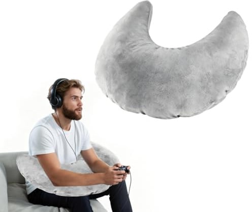 Gaming Kissen Lesekissen, Ergonomic Aufblasbares Armstützkissen für Lange Gaming-Sessions, Häkelkissen, Gamer-kissen, Spieler-kissen, Reading Pillow für das Sitzen auf dem Bett/Sofa/Fußboden (Grau)