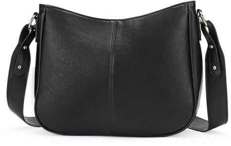 GOIACII Umhängetaschen für Damen Trendige Hobo-Handtaschen mit breitem Schulterriemen Veganes Leder Schwarz