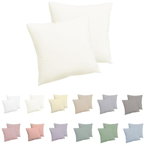 Nesture Kissenbezug 50x50 2er Set - 100% Jersey Mikrofaser Kissenbezüge Cremeweiß, Kissenhülle 50x50 - kopfkissenbezug für Kissen 50x50 cm mit Reißverschluss, Weich und Bügelfrei