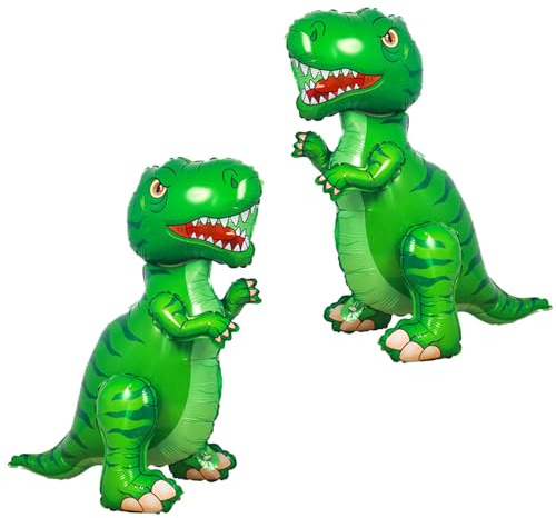 Koboko XXL Dino Luftballon Geburtstag, 2 Stk Grün Dinosaurier Folienballon, Dino Geburtstag Deko Ballon, Dinosaurier Geburtstagsdeko Luftballons für Kinder Erwachsene Dschungel Jurassic Party Deko