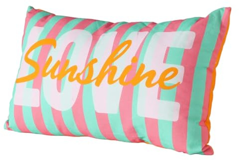 MF Love Design Dekokissen Sunshine mit Streifenmuster, Baumwolle, Indoor Outdoor, Pink Türkis Orange, 50x30 cm