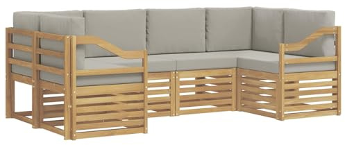 vidaXL Ecksofa Set 6 pcs Weiß und Hellgrau 245 x 126,5 x 73 cm, Gartenlounge, Moderne Ecksofa, langlebige Sitzgelegenheit, Terrassenmöbel, bequemes Wohnen