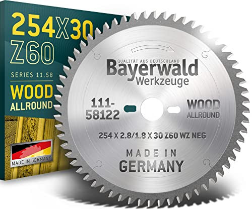 Bayerwald - HM Kreissägeblatt für Holz - Ø 254 mm x 2.8 mm x 30 mm | WZ negativ (60 Zähne) | für Kapp- & Gehrungssägen