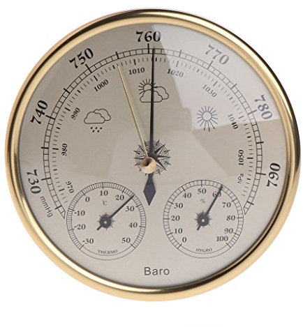 Jiamins Household Weather Station 3 in 1 Barometer Thermometer Hygrometer Wall Hanging (Gold)