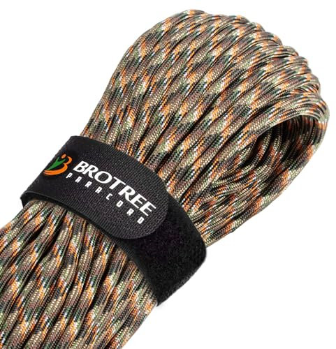 Brotree Paracord 4mm 30M 9 Strands 100% Nylon Rope Type 3 Parachute Cord for Outdoor, Bracelet, DIY - 280kg Breaking Load (Hidden Camo)