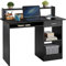 Yaheetech Black Computer Desk with Drawers Storage Shelf Keyboard Tray - Home Office Laptop Desktop Table for Small Spaces