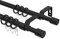 Interdeco ausziehbare Gardinenstange in Schwarz 2-läufig 13/16 mm Ø Hera Livo, 130-240 cm