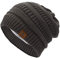 Durio Mütze Damen Winter Strickmütze Grobstrick Warme Beanie mit Innenfutter Dunkel Grau