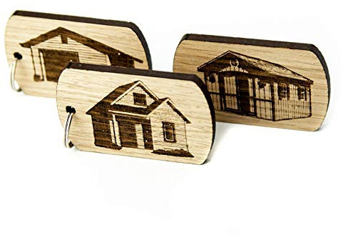 Porte-clés pour cabanon, clés de Garage Bâtiments Porte-clés en Bois Chêne personnalisé