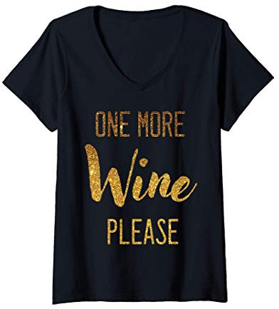 Damen Wein Weinglas Weinspruch T-Shirt mit V-Ausschnitt