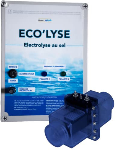 ByPiscine - Electrolyseur au sel pour Piscine jusqu'à 60 m3, 4 GR/L, Production 11 GR/L, modèle Eco'lyse 60 de