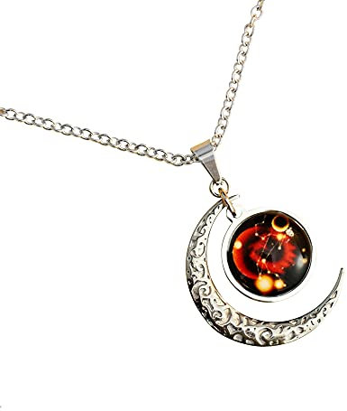 LEJAHAO 12 Sternzeichen Löwe Kette Damen Herren mit Charms Anhänger Sternbilder Mond Stern Rapper Luna Modeschmuck Halskette Simple Hip Hop Medallion Zodia Necklace Ketten für Männer Jungen Women