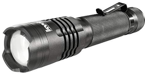 kwb Aluminium Taschen-Lampe mit LED Technik, inkl. 6 AAA Batterien, ANSI FL 1 - Standard, Leuchte mit 2 Leucht-Modi + Zoom-Fokus