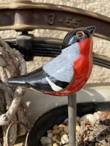 Rostalgie Keramik Vogel Vogel Spatz rot/grau (GK606-1) Gartendekoration Vögel Handarbeit