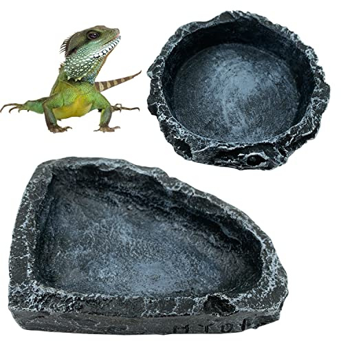 2 Pack Reptile Feeding Dish Corner Bowl, Reptile Water Dish Food Bowl Feeding Terrarium Bowls for Bearded Dragon Lizard Frog Gecko Tortoise Hermit Crab