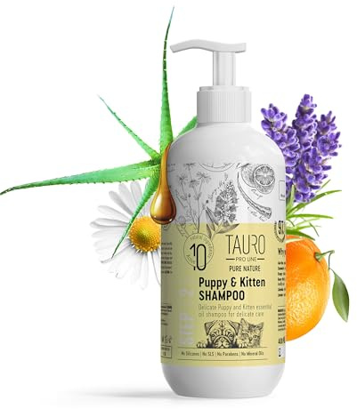 Tauro ProLine Pure Nature Delicate Puppy Shampoo Ohne Sulfat Parabene SLS Natürliche Zusammensetzung Sanftes Shampoo für Welpen Mit Ätherischen Ölen Geeignet Für Katzen und Hunde…