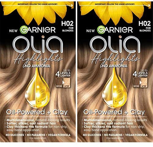 Garnier Olia Ammonia-Free Permanent Hair Dye Highlighting Kit, Oil-Rich Formula for Multidimensional Hair Color with Up to 4 Levels of Lift, Vegan & Cruelty Free, H02 Highlights for Blondes, 2 Count