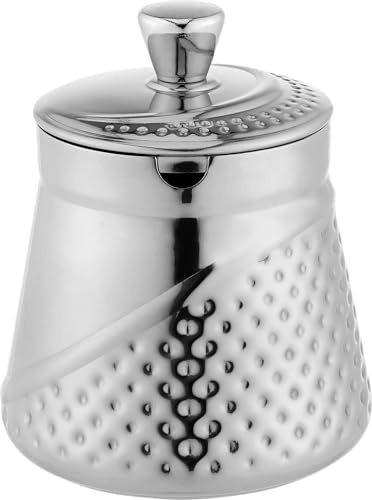 Café Olé Arabica Hammered Milk Jug 18/10 Stainless Steel Mirror Polished Perfect for Tea Service