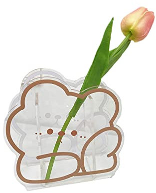 ZOSOFAC Kawaii Porte-stylos en acrylique transparent Organiseur de bureau créatif mignon chiot ours lapin petit canard petit dinosaure bureau papeterie cosmétiques boîte de rangement