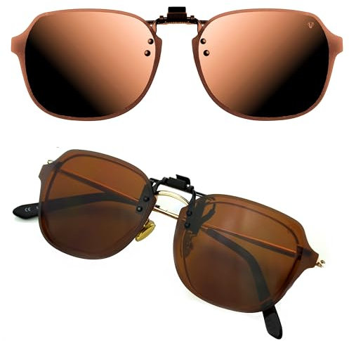 CREYESTAL Polarisiert Sonnenbrillen Aufsatz Brille, Sonnenbrille Clip, Anhebbar und Ultraleicht, Herren, Damen 100% UV400